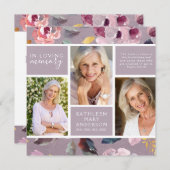 薄紫フローラコラージュ葬儀悔やみや弔慰 サンキューカード (正面/裏面)