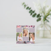 薄紫フローラコラージュ葬儀記念カード スクエア名刺 (スタンド正面)