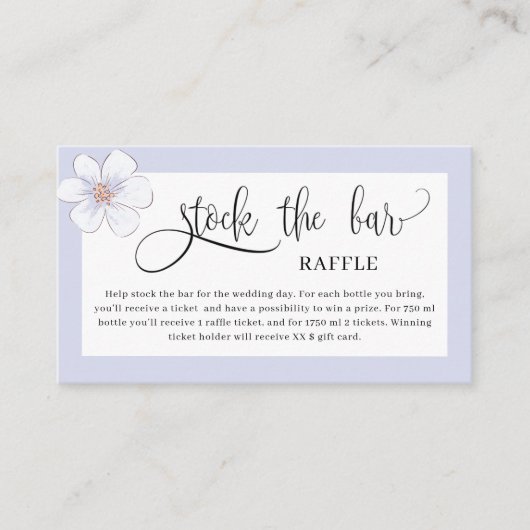 薄紫フローラストックバーブライダルシャワー エンクロージャーカード (正面)