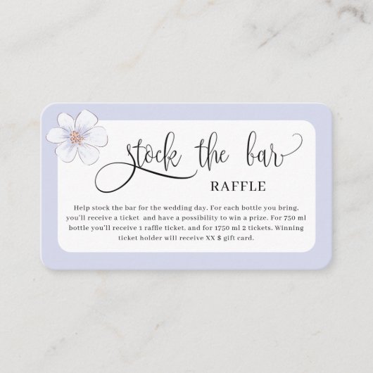 薄紫フローラストックバーブライダルシャワー エンクロージャーカード (正面)