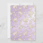 薄紫フローラダマスクバラセピア金ゴールド誕生日パーティー 招待状 (裏面)