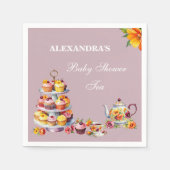 薄紫フローラティーパーティーベビーシャワー スタンダードカクテルナプキン (正面)