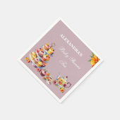 薄紫フローラティーパーティーベビーシャワー スタンダードカクテルナプキン (角)