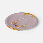 薄紫フローラティーパーティーベビーシャワー ペーパープレート (アングル)