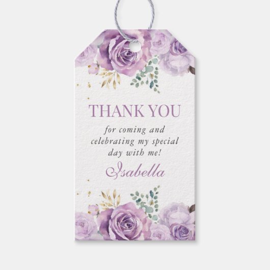 薄紫フローラパープルキンセアニェラありがとう ギフトタグ (正面)