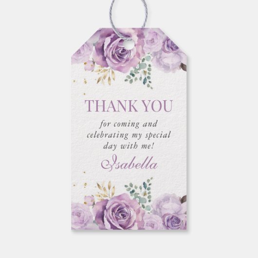 薄紫フローラパープルキンセアニェラありがとう ギフトタグ (裏面)