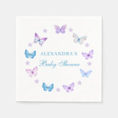 薄紫フローラピンクブルーバタフライベビーシャワー スタンダードカクテルナプキン (正面)
