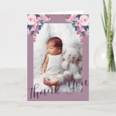 薄紫フローラフォトカード | 助産師新生児贈与 サンキューカード (正面)