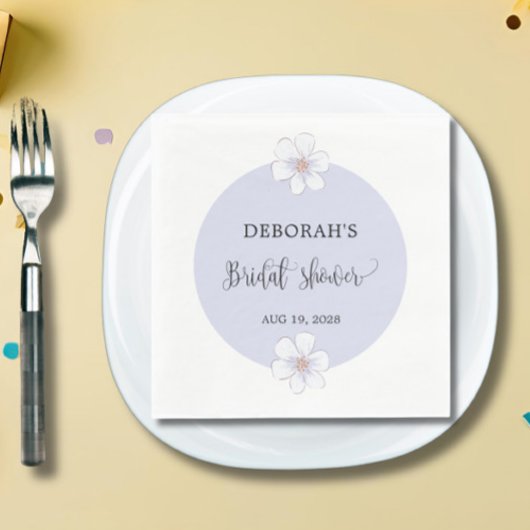 薄紫フローラブライダルシャワーペーパーナプキン スタンダードランチョンナプキン