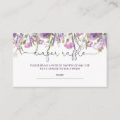 薄紫フローラベビーシャワーおむつラッフルカード エンクロージャーカード (正面)