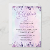 薄紫フローラベビーシャワー 招待状 (正面)