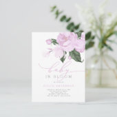 薄紫フローラベビー開花ガールシャワー インビテーションポストカード (スタンド正面)