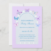薄紫フローラボホリトルバタフライベビーシャワー 招待状 (正面)