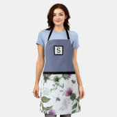 薄紫フローラモノグラム エプロン (着用した状態)