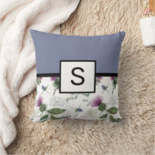 薄紫フローラモノグラム クッション (ブランケット)