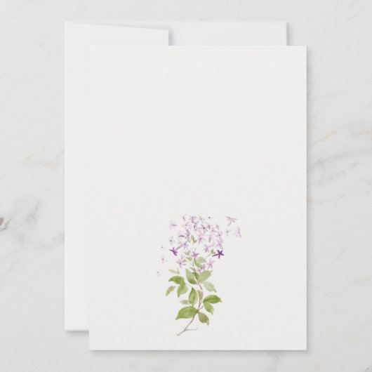 薄紫フローラリースガーデンベビーシャワー 招待状 (裏面)