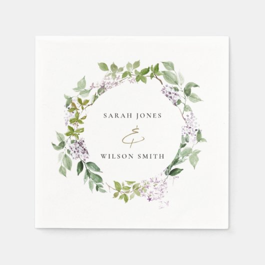 薄紫フローラリースコテージ庭園の結婚式 スタンダードカクテルナプキン (正面)