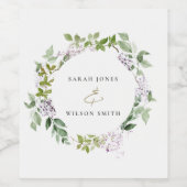 薄紫フローラリースコテージ庭園の結婚式 ワインラベル (シングルラベル)