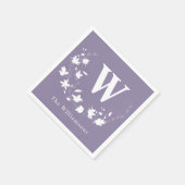 薄紫フローラリースラインアーモノグラムのクラシックト スタンダードカクテルナプキン (角)