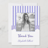 薄紫フローラ写真の卒業サンキューカード 招待状 (正面)