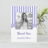 薄紫フローラ写真の卒業サンキューカード 招待状 (スタンド正面)