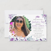 薄紫フローラ写真の卒業発表 出欠カード (正面)