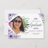 薄紫フローラ写真の卒業発表 出欠カード (正面)