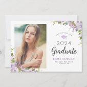 薄紫フローラ写真の卒業 案内状 (正面)
