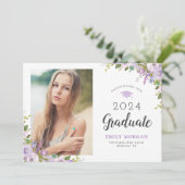 薄紫フローラ写真の卒業 案内状 (スタンド正面)