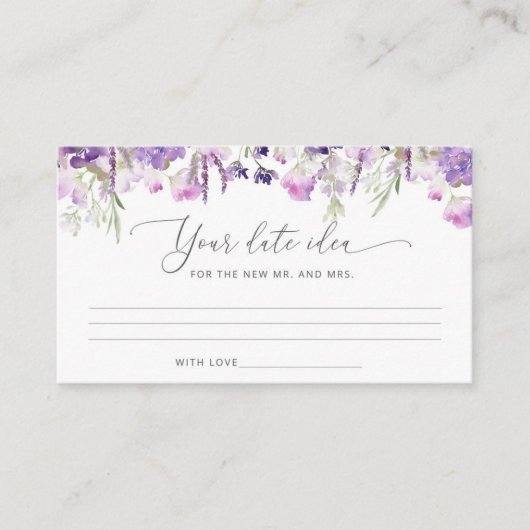 薄紫フローラ日付の夜アイディア。日付jar エンクロージャーカード (正面)