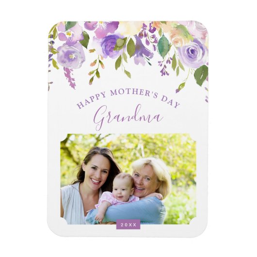 薄紫フローラ母の日写真 マグネット (縦)