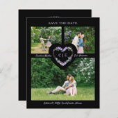 薄紫フローラ水彩ハートガーランド3枚の写真 (正面/裏面)