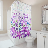 薄紫フローラ水彩 シャワーカーテン (インサイチュ)