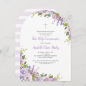 薄紫フローラ第1通信招待状 招待状 (正面/裏面)