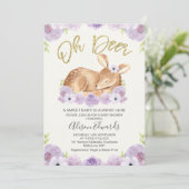薄紫フローラ素朴鹿ベビーシャワー招待状 招待状 (スタンド正面)