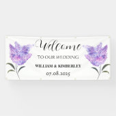 薄紫フローラ紫の花エレガ素朴ントウェディング 横断幕 (横)