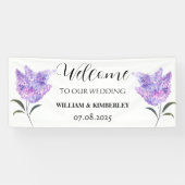 薄紫フローラ紫の花エレガ素朴ントウェディング 横断幕 (横)