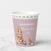 薄紫フローラ茶パーティーブライダルシャワー紙 紙コップ (正面)