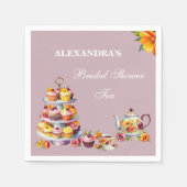 薄紫フローラ茶パーティーブライダルシャワー スタンダードカクテルナプキン (正面)