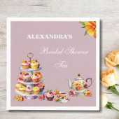 薄紫フローラ茶パーティーブライダルシャワー スタンダードカクテルナプキン