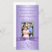 薄紫フローラ60結婚周年記念写真カード サンキューカード (正面/裏面)