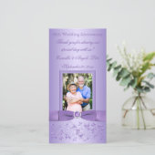 薄紫フローラ60結婚周年記念写真カード サンキューカード (スタンド正面)