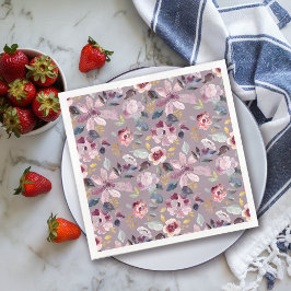 薄紫フローラ スタンダードカクテルナプキン