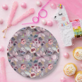 薄紫フローラ ペーパープレート (パーティー)