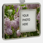 薄紫ブッシュビューティフルパープル春の花 シルバープレートフレームオーナメント (右)
