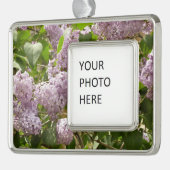 薄紫ブッシュビューティフルパープル春の花 シルバープレートフレームオーナメント (左)