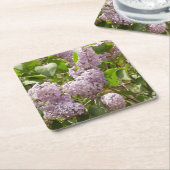 薄紫ブッシュビューティフルパープル春の花 スクエアペーパーコースター (アングル)