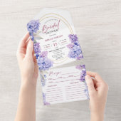 薄紫ブライダルシャワーペリウィンクルパープルレシピ オールインワン招待状 (貼ってはがせる)