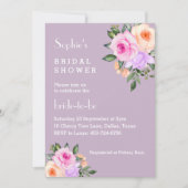薄紫ブライトフローラピンクローズブライダルシャワー 招待状 (正面)