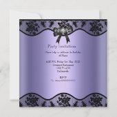 薄紫ブラックレースパールエレガントバースデーパーティー 招待状 (裏面)